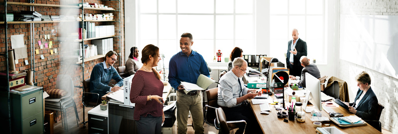 sales team working in an open office